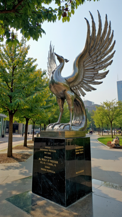 不銹鋼鳳凰雕塑鏡面不銹鋼神獸雕塑