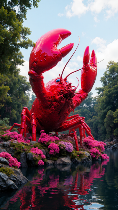 景區園林大型不銹鋼仿真龍蝦雕塑