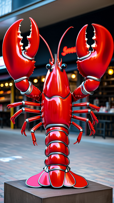 燒烤店門頭裝飾龍蝦雕塑