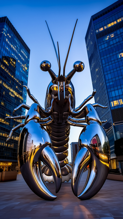 鏡面不銹鋼龍蝦雕塑