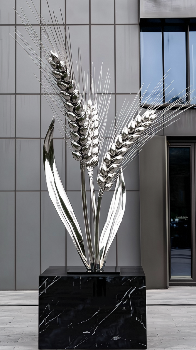 鏡面不銹鋼麥穗雕塑