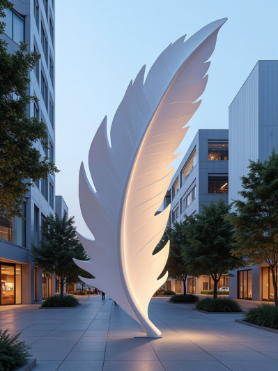 不銹鋼仿真羽毛雕塑