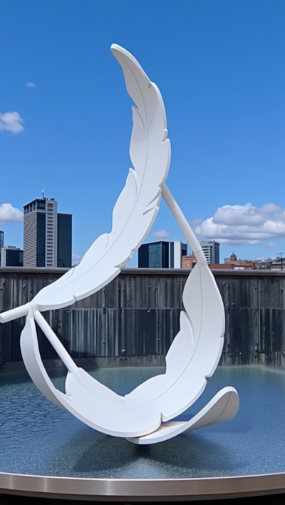 白色不銹鋼噴漆羽毛雕塑