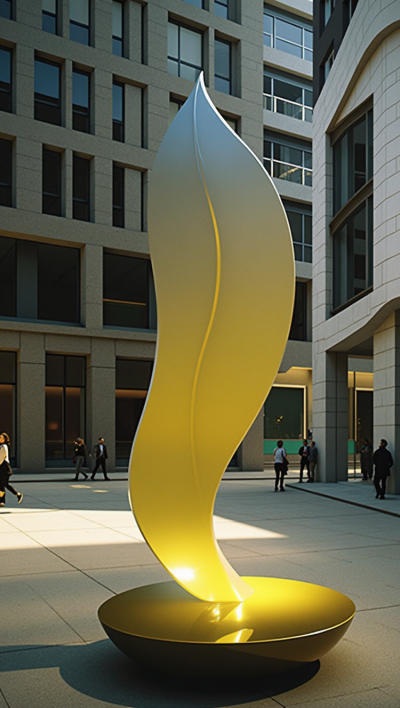 抽象不銹鋼樹葉藝術雕塑擺件