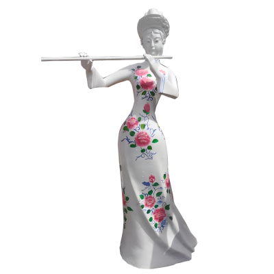玻璃鋼創(chuàng)意吹笛子的少數(shù)人物女雕塑