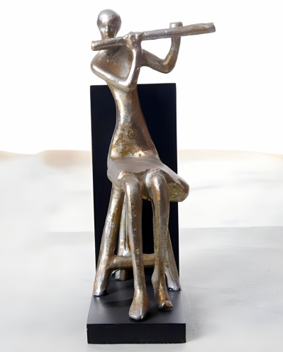 藝術景觀擺件黃銅雕塑吹笛子的人物雕塑