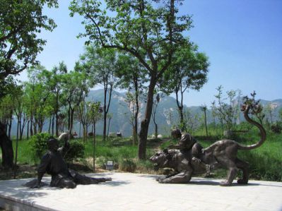 扼虎救父二十四孝鑄銅情景人物雕塑