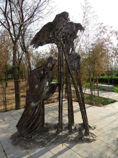 哭竹生筍二十四孝鑄銅情景人物雕塑