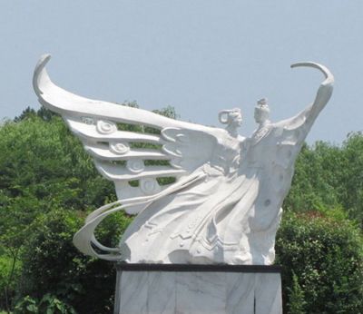 景區園林漢白玉石雕民間故事情景人物梁山伯與祝英臺雕塑