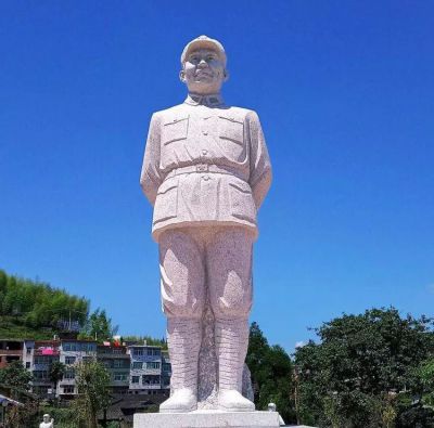 漢白玉石雕名人景觀十大元帥朱德雕塑