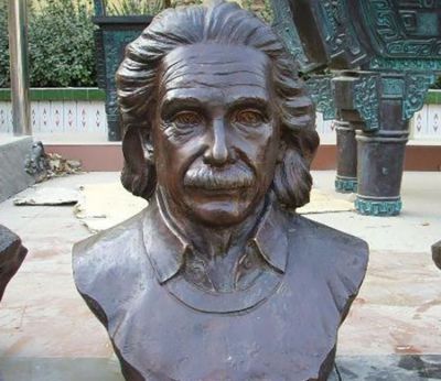 園林戶外半身像玻璃鋼仿銅偉大發明家愛因斯坦雕塑