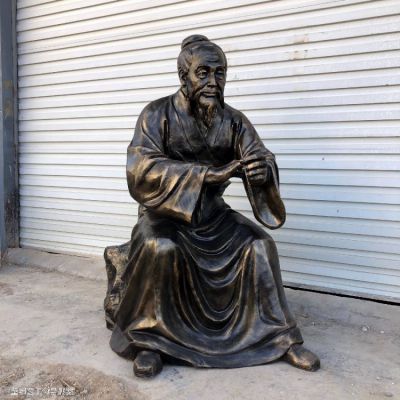 玻璃鋼仿銅古代中醫(yī)文化名人扁鵲雕塑
