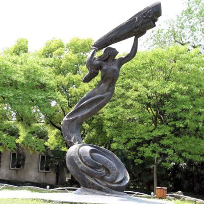 公園神話傳說人物始母神女媧補(bǔ)天景觀青銅雕塑