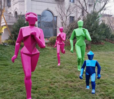 戶外小區(qū)擺件玻璃鋼幾何抽象運動跑步人物雕塑