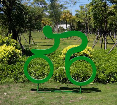 戶外大型剪影自行車運動人物玻璃鋼雕塑體育館健身場所裝飾