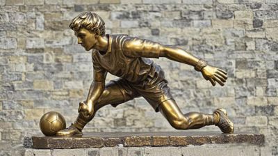 黃銅鑄造踢球人物銅雕
