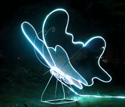 景觀戶外不銹鋼鐵藝?yán)ハx(chóng)景觀抽象亮化蝴蝶雕塑