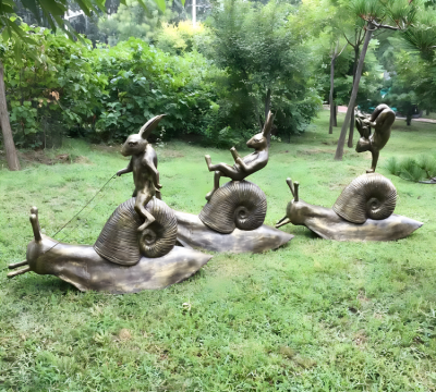 景觀園林創意動物裝飾擺件蝸牛玻璃鋼仿銅雕塑