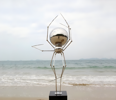 戶外景觀裝飾品落地擺件不銹鋼鏡面抽象創意蜘蛛雕塑