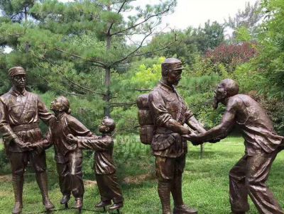 玻璃鋼仿銅送別八路軍情景人物群雕