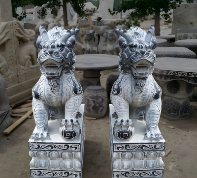 庭院別墅景區(qū)砂石石雕神獸麒麟雕塑