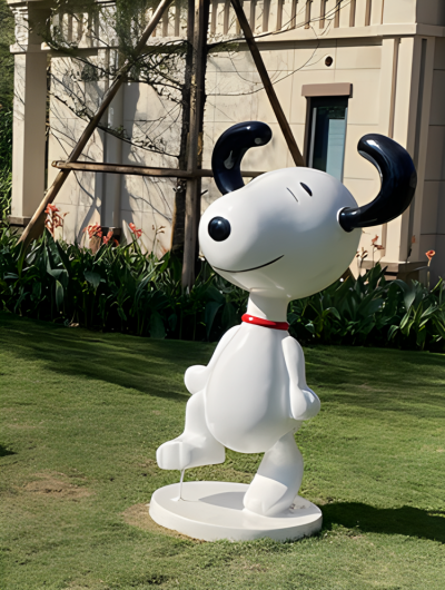 定制玻璃鋼樹脂動物景觀小品Snoopy雕塑戶外園林裝飾品擺件