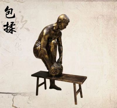 玻璃鋼包揉的景區茶文化人物雕塑