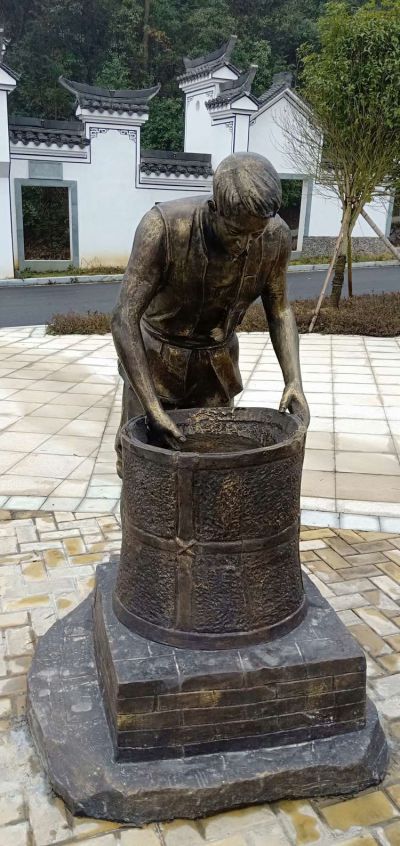 茶文化景區街道玻璃鋼洪青的人物雕塑