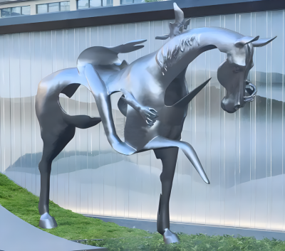 公園景觀裝飾擺件不銹鋼創(chuàng)意藝術定制動物抽象馬雕塑