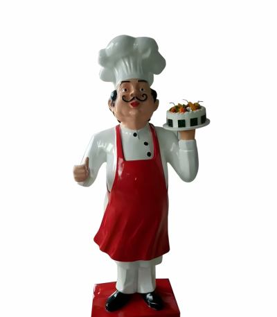 蛋糕店美陳擺件玻璃鋼卡通人物廚師面點師雕塑
