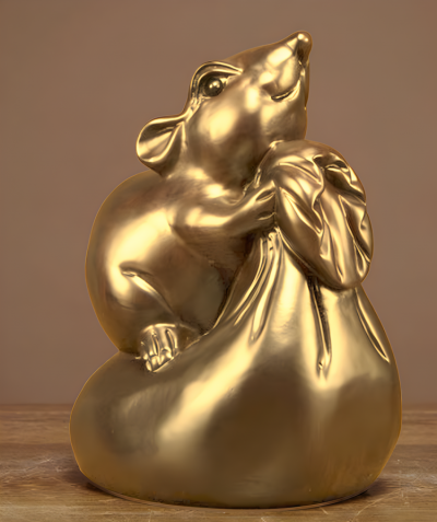 創意景觀擺件招財進寶定制玻璃鋼仿銅十二生肖鼠雕塑