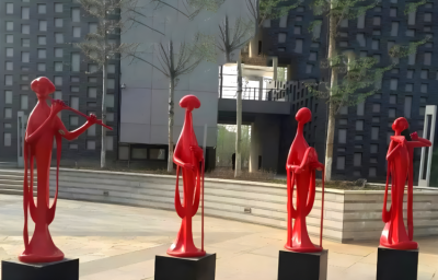 廣場景觀不銹鋼樂器古代人物雕塑