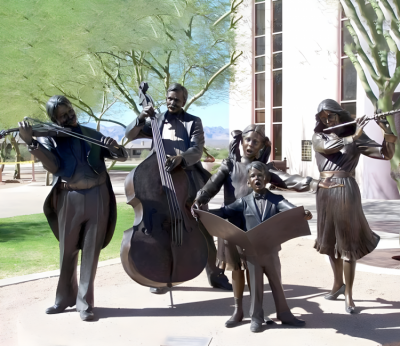 樂隊演奏園林景觀公園小品銅雕雕塑