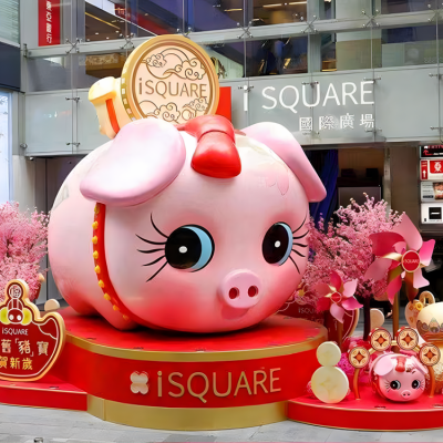 商業街動物景觀裝飾大型落地擺件玻璃鋼卡通生肖豬雕塑