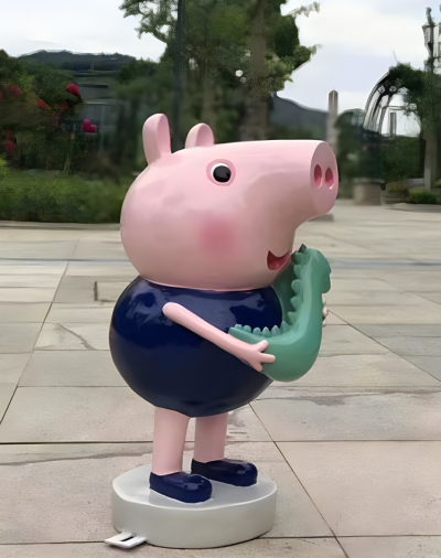 公園擺件玻璃鋼卡通動物擺件小豬喬治雕塑