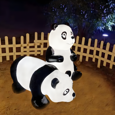 創(chuàng)意定制戶外景觀美陳裝飾擺件玻璃鋼發(fā)光動物擺件熊貓雕塑