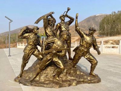 抗戰人物群玻璃鋼仿銅雕塑