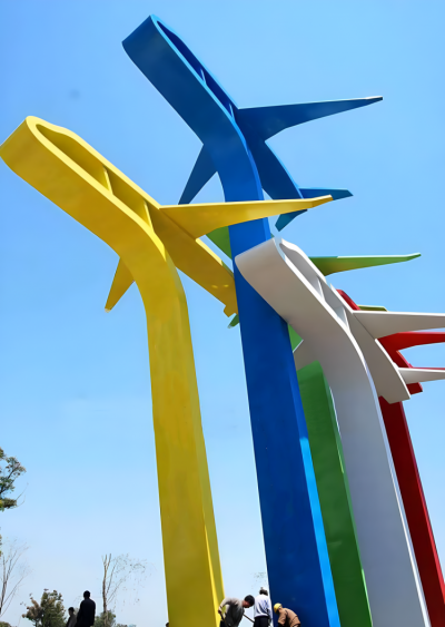 抽象不銹鋼飛機雕塑