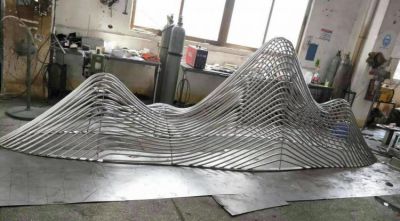 不銹鋼假山雕塑水池水景裝飾雕塑