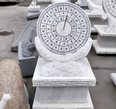漢白玉日晷石雕擺件