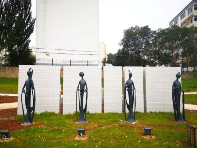 不銹鋼抽象古代美女仕女雕塑