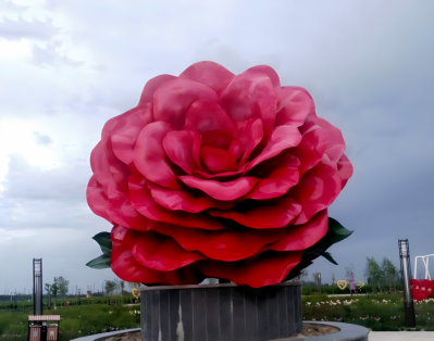 不銹鋼仿真山茶花雕塑