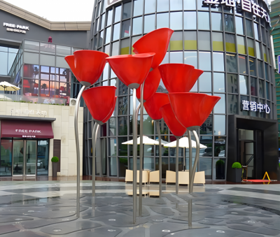 抽象不銹鋼郁金香雕塑