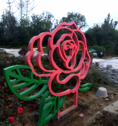 鏤空不銹鋼玫瑰花雕塑