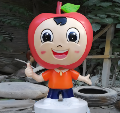 玻璃鋼卡通蘋果水果雕塑公仔