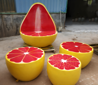 玻璃鋼仿真柚子座椅雕塑